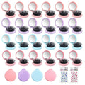 4 Colors Folding Mirror Hairbrush, 2 in 1 Compact Pocket Mirror Comb with DIY Stickers, Round Mini Pocket Makeup Mirror for Travel Women Girls (4 Pcs)