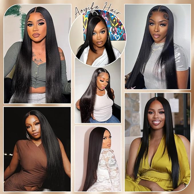 36 Inch 13x6 Lace Front Wigs Human Hair Pre Plucked Real Virgin Human Hair Wig Invisilbe Hairline Tiny Knots 230 Density Straight HD Lace Frontal Wigs 3X Longer Lifespan