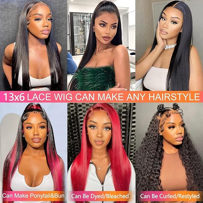 13x6 Straight Lace Front Wigs Human Hair 200 Density HD Lace Front Human Hair Wigs for Black Woman Brazilian Lace Frontal Wigs Pre Plucked 22 Inch