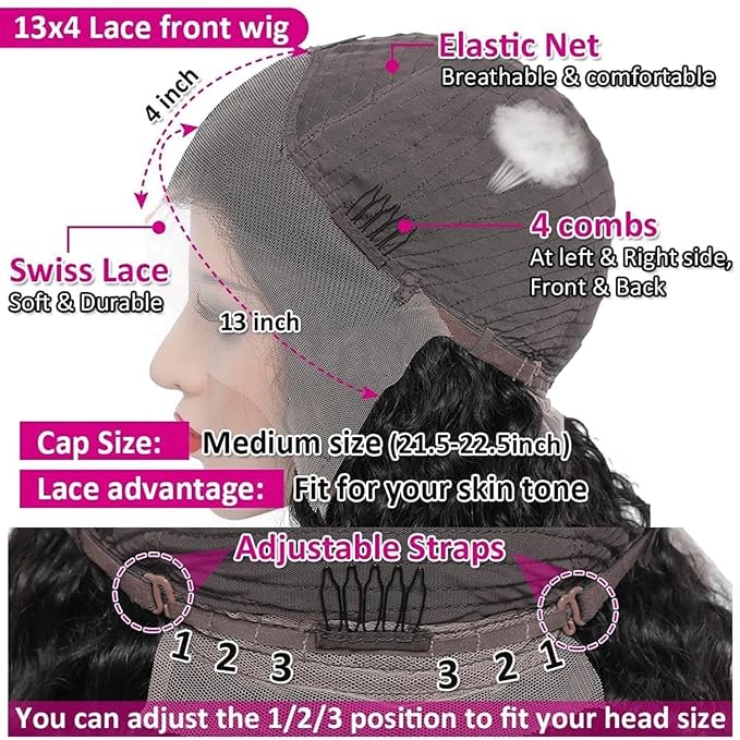 36 Inch HD Lace Front Wigs Human Hair 200% Density 13x4 Deep Wave Lace Front Wigs Human Hair Curly Wigs for Women Glueless Deep Wave Frontal Wigs with Baby Hair Pre Plucked Deep Wave Wig