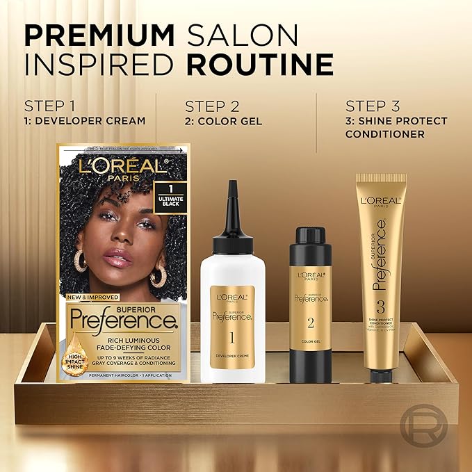 L'Oreal Paris Superior Preference Luminous Fade-Defying Permanent Hair Color, Hair Dye For Up to 9 Weeks of Radiance, Medium Golden Brown 5G, 1 Hair Dye Kit