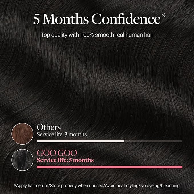 GOO GOO Tape in Hair Extensions Human Hair, 1B Natural Black, 4cm Wide Tape, 18inch 20pcs 80g, Real Human Hair, Seamless Tape in, Instant Length&Volume