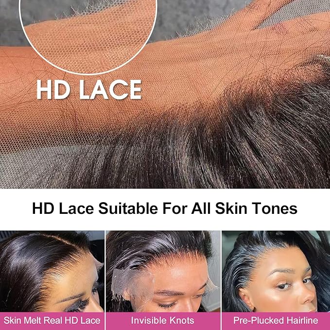 210% Density 13x6 Full Lace Frontal Wigs Human Hair 12A Deep Wave Brazilian Virgin Human Hair Pre Plucked HD Transparent Lace Glueless Wigs 20 Inch