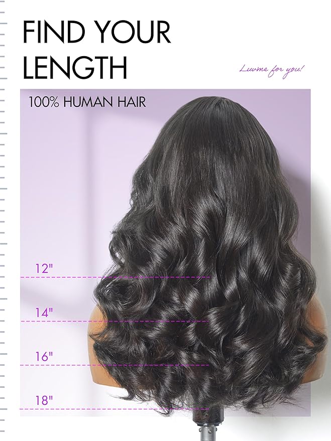 LUVME HAIR 100% Human Hair Wigs Loose Wave Glueless Lace Front 12 Inches, Pre Cut Plucked Hd Lace Short Wig Ready To Go Natural Color Straight Bleached Knots Side Part Black Wigs