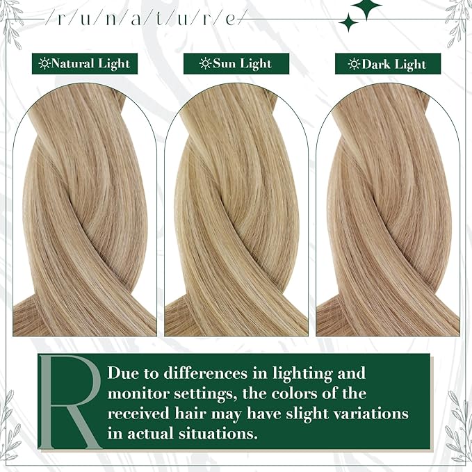 RUNATURE Blonde Clip in Hair Extensions, Real Human Hair Clip in Extensions, Short Hair Extensions Clip Ins 12 Inch, Remy Natural Hair, Add Volume, 50g 3pcs #8P60 Light Brown Highlight