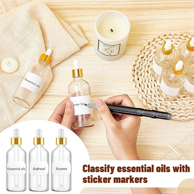 Tessco for you 20 Pack 3.4 oz Glass Dropper Bottles with Glass Eye Droppers for Essential Oils, Empty Oil Bottles with Funnel, Labels and Pipette for Hair Oils Perfume Cosmetic Travel(Amber)