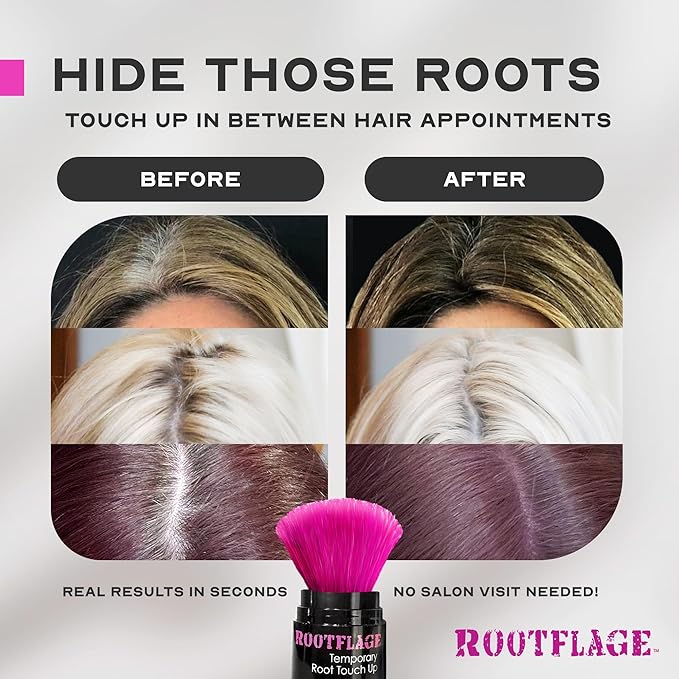 Temporary Hair Color, Fun Colored Hair Powder - Temporary Hair Dye, Root Concealer, Hair Texturizer, Kabuki Applicator with Detail Brush Included (Purple Reign)