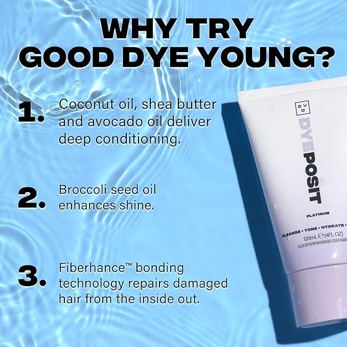 Good Dye Young Color Depositing Mask, DYEposit Color Depositing Conditioner, Toning Treatment, Tone & Enhance Color-Treated Hair - Semi Permanent Hair Dye, Vegan and Cruelty-Free (Silver) 4 fl oz