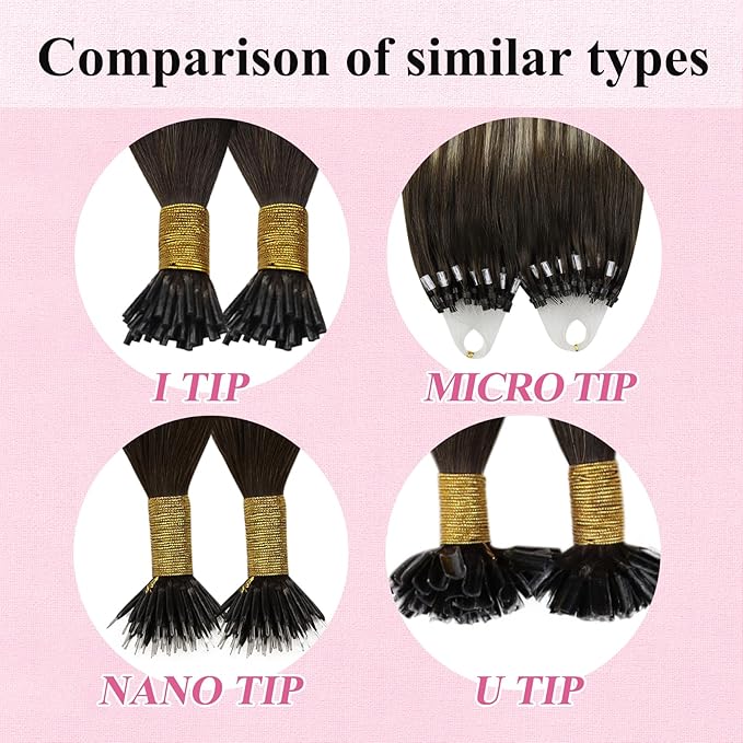 YoungSee Micro Loop Hair Extensions Real Human Hair Balayage Microlink Hair Extensions Dark Brown Ombre Blonde Beaded Hair Extension 16In 50g 50s Pre Bonded Hair Extension for School