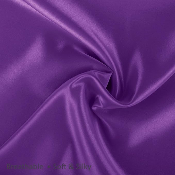 BLISSFORD Purple Satin Pillowcase with Zipper, for Hair and Skin Care, Feels Soft and Cool Like a Silk Pillowcase, Satin Pillow Cases 2 Pack, Slik Pillow Cover, Grape/Purple, Standard - Set of 2