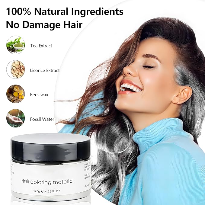Green Temporary Hair Dye Wax Natural Instant Hair Color Wax Pomades 4.23 oz, Hair Styling Clay for Party, Cosplay, Halloween, Christmas