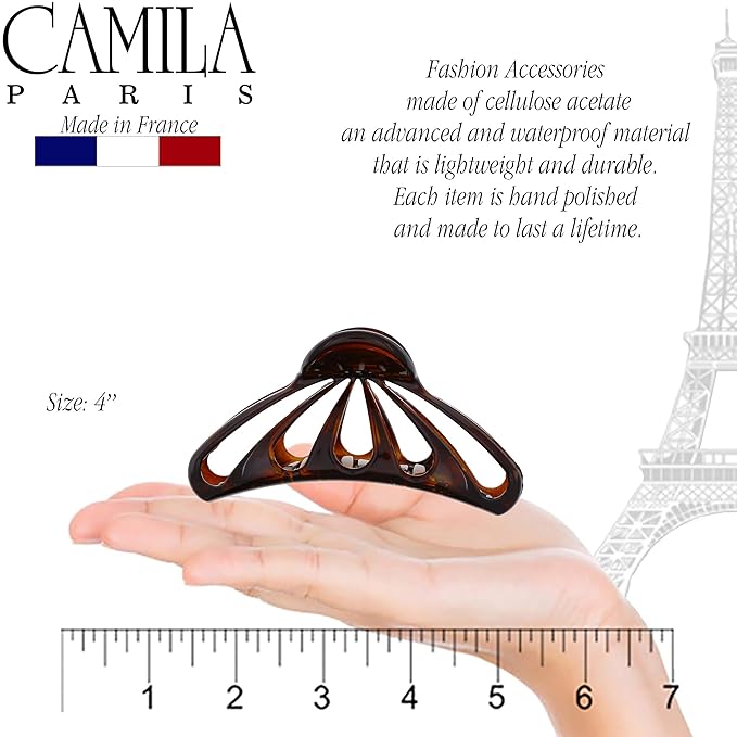 Camila Paris NV109 2PK French Hair Clip for Women Thick Hair for Long Curly Wavy Hair, Girls Hair Claw Clips Fashion Styling Hair Accessories for Women, Strong Hold Grip, Made in France
