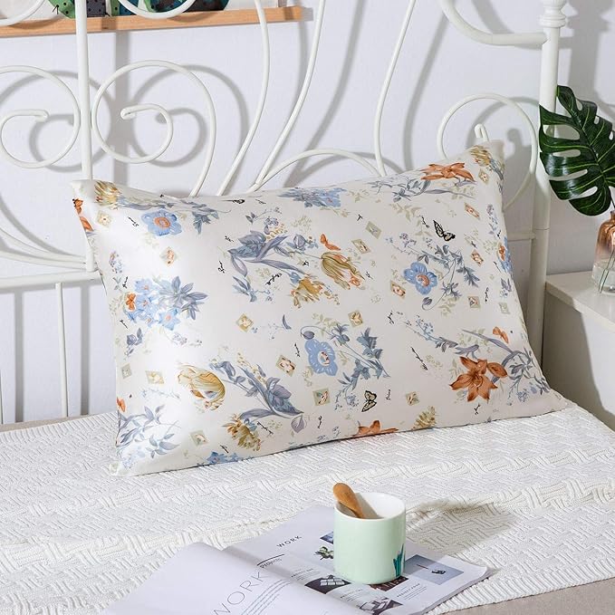 SLPBABY Silk Pillowcase for Hair and Skin with Hidden Zipper Print (Queen, Pattern 23)