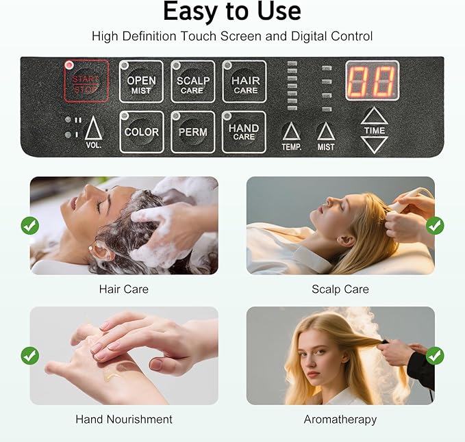 Professional Hair Steamer, Nano Hair Steamer Anion Hair Processor, Stand Up Base Salon Spa Equipment, for Home, Hairdressing Salons, Beauty Hospitals