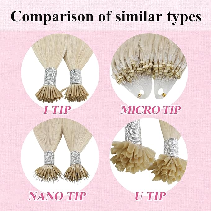 YoungSee Micro Bead Hair Extensions Blonde 14In Microlink Hair Extensions Human Hair Platinum Blonde 50g 50s Micro Ring Hair Extension Blond Beaded Hair Extension Silky Straight for Short Hair