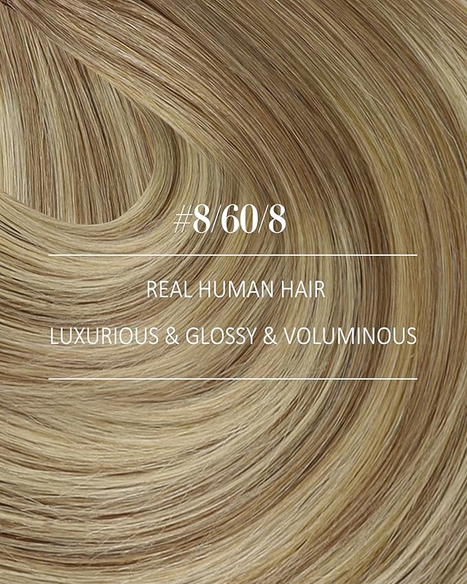 YoungSee Hair Extensions Clip ins Light Brown Mix Platinum Blonde Balayage Clip in Hair Extensions Light Brown Roots Clip in Extensions Real Human Hair for Short Hair 12In 7Pcs 85G