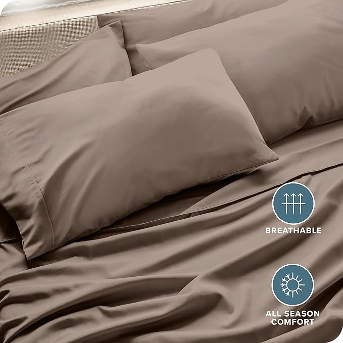 Bare Home Microfiber Bulk Pillow Cases - King Set of 4 - Cooling Pillowcases - Double Brushed - Taupe Pillowcases 4 Pack - Easy Care (King - 4 Pack, Taupe)