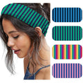 4pcs Striped Headbands for Women Wide Head Bands for Women's Hair Non Slip Wraps Elastic Stretchy Fashion Bandanas Workout Yoga Cute Hair Bands for Women's Hair Accessories