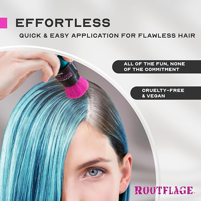 Rootflage Fun Temporary Hair Color Powder - Works on All Hair Colors - Shampoos Out Easily (05 Peacock Blue)