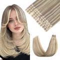 Pinkpearl Invisible Tape in Hair Extensions Human Hair, 20pcs 20inch 55g #18P60 Ash Blonde Highlighted Platinum Blonde Injection Tape in Extensions Real Remy Seamless Human Hair Injected