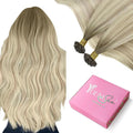 YoungSee Utip Balayage Hair Extensions Real Human Hair Balayage Ash Blonde Ombre Platinum Ombre U Tip Hair Extensions Hot Fusion 18In 1G/S 50G