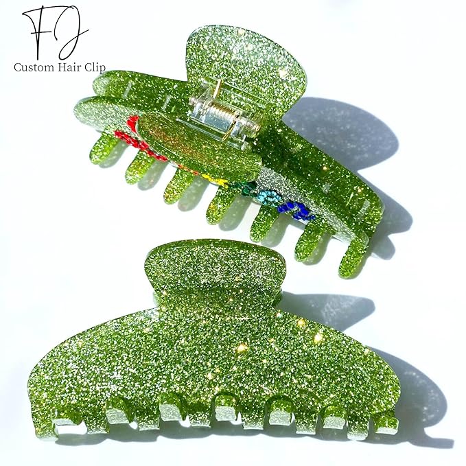 Personalized Colorful Name Hair Claw Clips for Women,Custom Hair Clips with Diamond,Cute Hair Accessories 4",Handmade Rhinestones Hair Clamp Gifts for Mom,Bride,Wife,Bridesmaid（Rose Red Glitter）