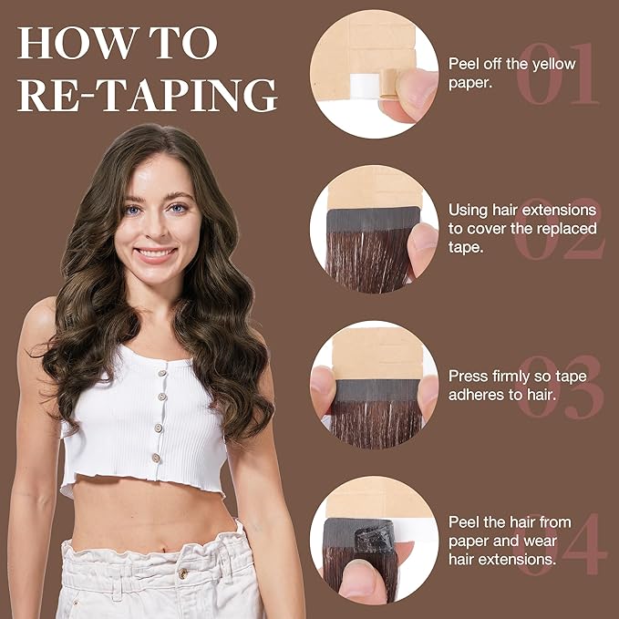 GOO GOO Tape in Hair Extensions Human Hair, 1B/6/1B Balayage Natural Black to Chestnut Brown, 22inch 50g 20pcs, Skin Weft Seamless Invisible, Silky Straight with Thick Ends, Remy Human Hair