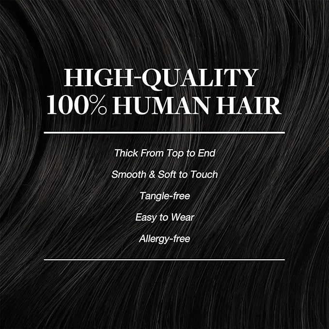 GOO GOO Clip in Hair Extensions Real Human Hair, Remy Human Hair Extensions Clip ins for Women, Natural Human Hair, 22inch 150g 9Pcs, 1B Natural black