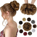 Messy Bun Hair Piece Wavy Curly Scrunchies Fluffy Donut Thick Updo Elegant Chignon Hairpieces for Women Girls, Ginger Brown 1.4oz