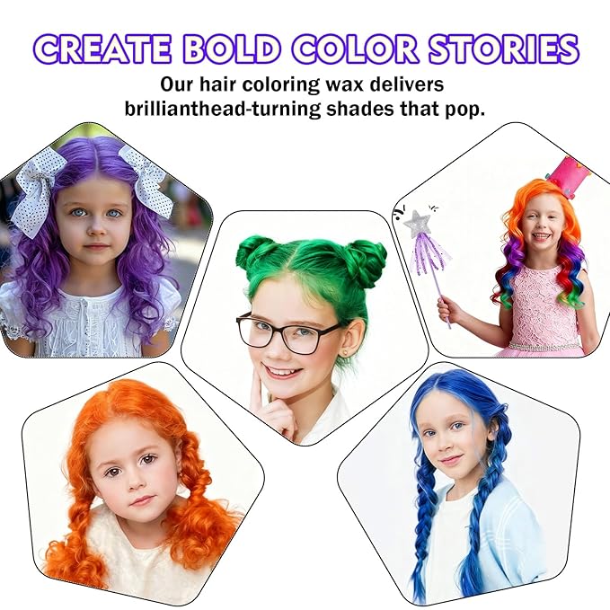 4 Colors Temporary Hair Color Wax for Christmas Party, Stocking Stuffers - DIY Washable Natural Instant Hair Color for Women Temporary Hair Dye for Kids Teens Women Men(Blue&Purple&Red&Green 4pcs)