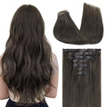 GOO GOO Clip in Hair Extensions Real Human Hair, Remy Human Hair Extensions Clip ins for Women, Natural Human Hair, 20inch 110g 7Pcs, 1C Mocha Brown
