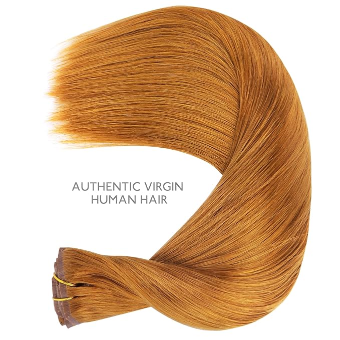 WENNALIFE Seamless Clip In Hair Extensions Human Hair, 20 Inch 150g 7pcs Auburn Ginger Real Hair Extensions Clip in Human Hair Invisible PU Skin Weft Natural Remy Human Hair Extensions
