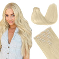 GOO GOO Clip in Hair Extensions Real Human Hair, Remy Human Hair Extensions Clip ins for Women, Natural Human Hair, 20inch 150g 7Pcs, 60A Platinum Blonde