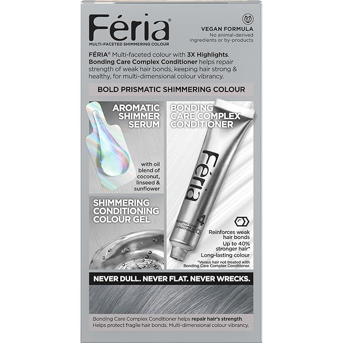 L’Oreal Paris Feria Multi-Faceted Shimmering Permanent Hair Color, Smokey Silver, Pack of 1 Hair Dye Kit
