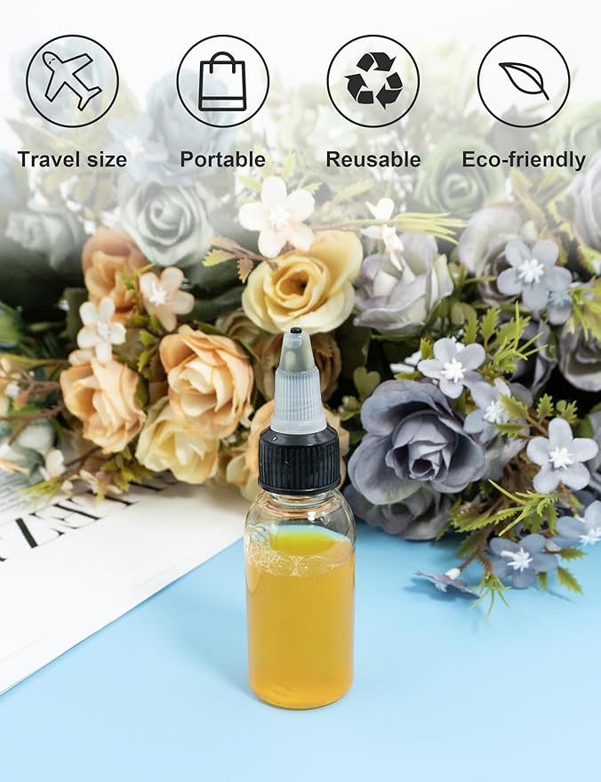 20 Pcs 1oz Plastic Squeeze Bottles with Twist Top Cap, 30ml Clear Dispensing Bottles, Empty Squirt Bottle for Liquids, Sauces, Arts, Crafts, Travel