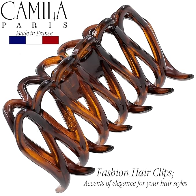 Camila Paris CP3520 French Small Hair Clips for Women Thick Hair for Long Curly Wavy Hair, Girls Hair Claw Clip, Durable Styling Big Claw Clip for Thick Hair, Strong Hold No Slip Grip, Made in France