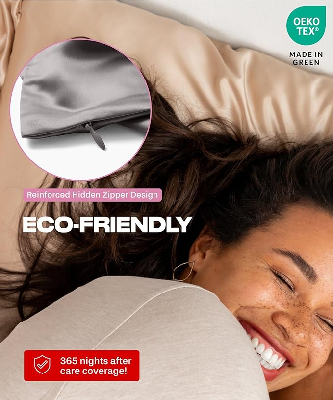 SUNDAYSILKS™ | Silk Pillow Cases | 100% Pure Silk Pillowcase | All Sides 22 Momme Highest Grade 6A Real Silk Pillowcase for Hair & Skin, Queen King Mulberry Silk Pillow Case, Zipper [Charcoal Essence]