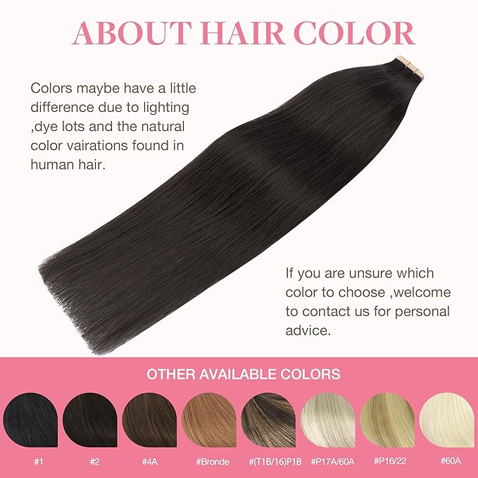 GOO GOO Tape in Hair Extensions Human Hair, 2 Dark Brown, 26inch 120g 40pcs, Skin Weft Seamless Invisible, Silky Straight with Thick Ends, Remy Human Hair