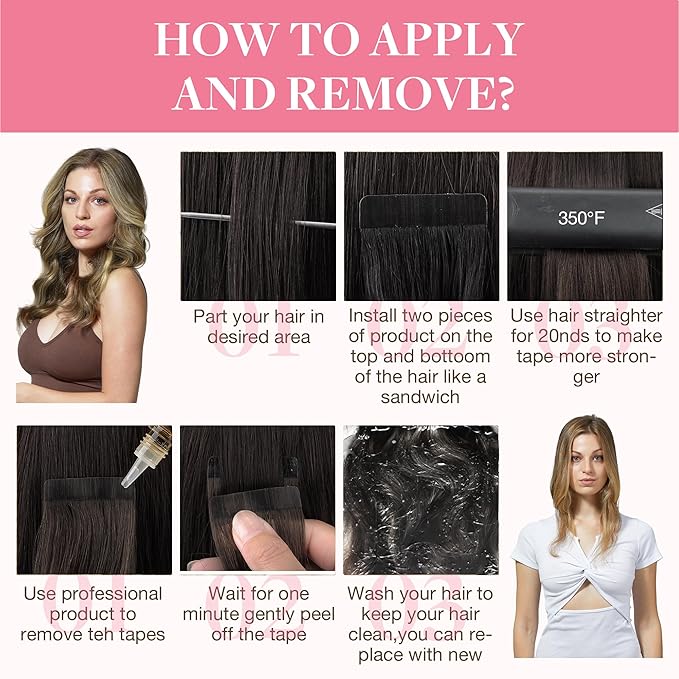GOO GOO Tape in Hair Extensions Human Hair, Burgundy, 12inch 40g 20pcs, Skin Weft Seamless Invisible, Silky Straight with Thick Ends, Remy Human Hair
