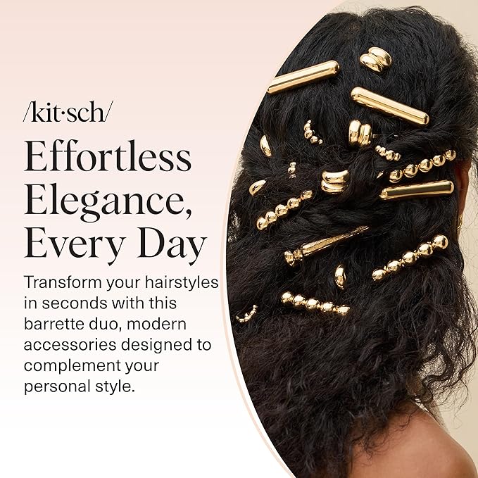 Kitsch Gold Hair Barrettes For Women - Stylish, Durable & Elegant Metal Hair Clips for Everyday or Special Occasions - Cloud & Bubble Design | Ideal Gifts for Women 2pc Set