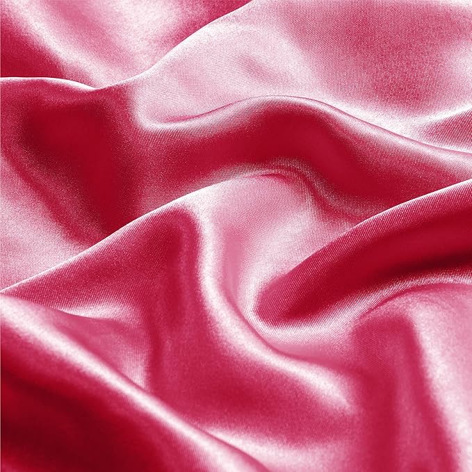 BEDELITE Satin Pillowcase with Zipper 2 Pack, Hot Pink Pillow Cases Standard Size, Super Soft and Cooling Similar to Silk Pillow Cases, Gift for Women Men(20x26 Inches)