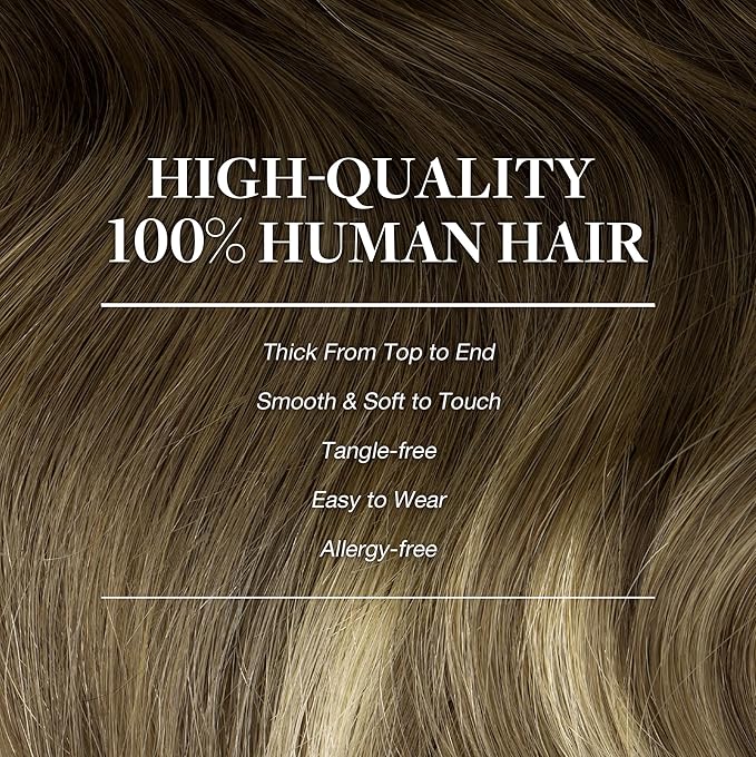 GOO GOO Clip in Hair Extensions Real Human Hair, Remy Human Hair Extensions Clip ins for Women, Natural Human Hair, 26inch 180g 7Pcs, #3/8/613 Balayage Walnut Brown to Ash Brown and Bleach Blonde