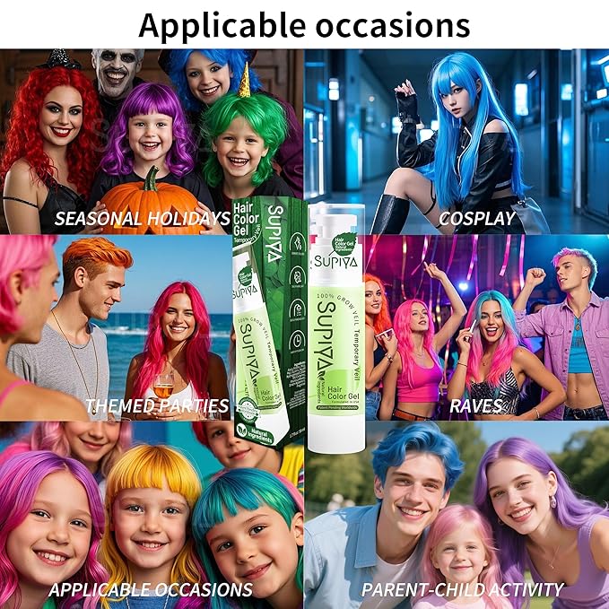 Temporary Hair Styling Color Serum, Green Blue Purple Red Hair Dye Color Gel Washable Natural Instant Hair Color Wax for DIY Hairstyle for Kids Men Women(Brown#44)