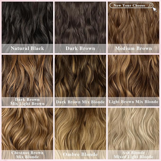 Clip in Hair Extensions for Women, 20 Inch Light Brown Hair Extensions Mix Blonde, 8PCS Curly Seamless Clip Ins Wavy, Synthetic Lace Weft Hairpieces for Daily Party Use