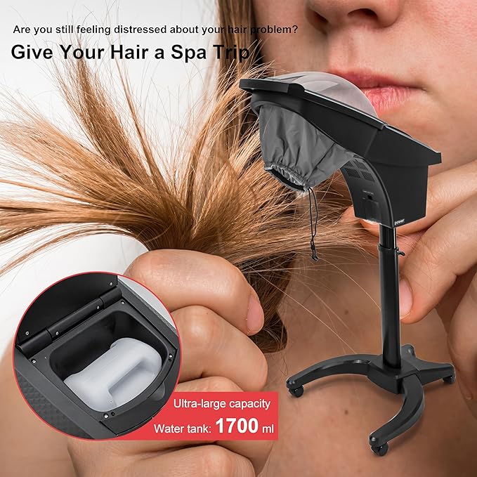Elitzia Hair Steamer Micro Mist Scalp Detox System Hair Wash Reclining Chair Table Hair Care Salon SPA Barber Shop Shampoo Bowl Miste Hooded Natual Black Hair ET19191