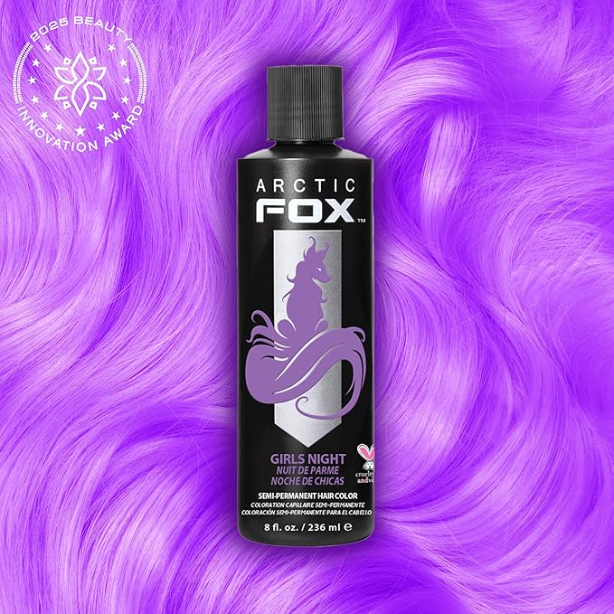 Arctic Fox Semi-Permanent Hair Dye, Vegan & Cruelty-Free, Pastel Lilac Purple, Ammonia-Free, Conditioning Color for Platinum Hair, Girls Night, 8 Fl Oz (Pack of 2)