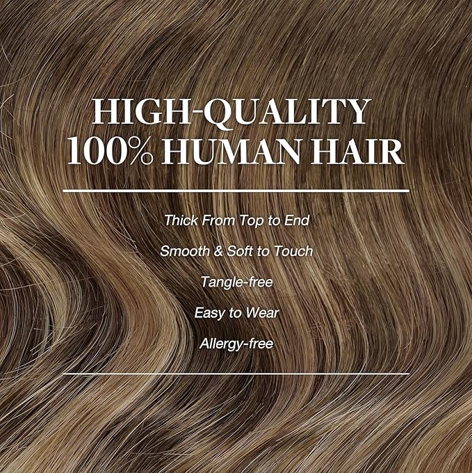 GOO GOO Clip in Hair Extensions Real Human Hair, Remy Human Hair Extensions Clip ins for Women, Natural Human Hair, 22inch 170g 7Pcs, #4/27/4 Balayage Chocolate Brown to Caramel Blonde