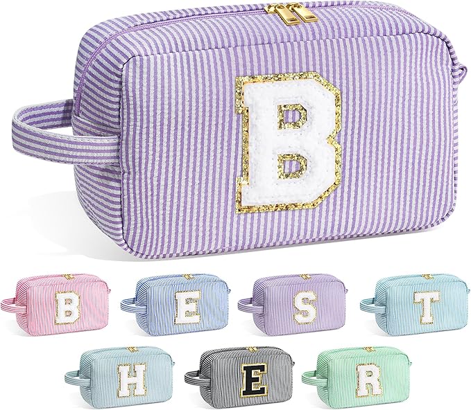 YOOLIFE Bridesmaid Proposal Gifts - Bridal Shower Gifts, Bride To Be Gifts, Bridesmaid Gifts for Wedding Day, Maid of Honor Gifts, Bachelorette Party Gift for Bride, Initial Makeup Bags for Women B