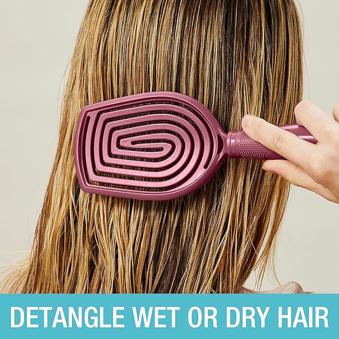 Conair Scalp Care Detangling hairbrush - Curly Hair Brush - Scalp Massager - hairbrushes for women & men - detangler for all lengths and types - stocking stuffers - gifts for her - Red Rush