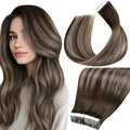 LaaVoo Tape in Hair Extensions Human Hair Balayage Brown to Caramel Blonde with Brown Tape in Extensions Real Human Hair22 Inch 40pcs 100g